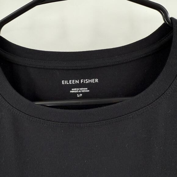 EILEEN FISHER Tee Dress Size Small Pockets Black NEW Short Sleeve Stretch Basic - Picture 3 of 7